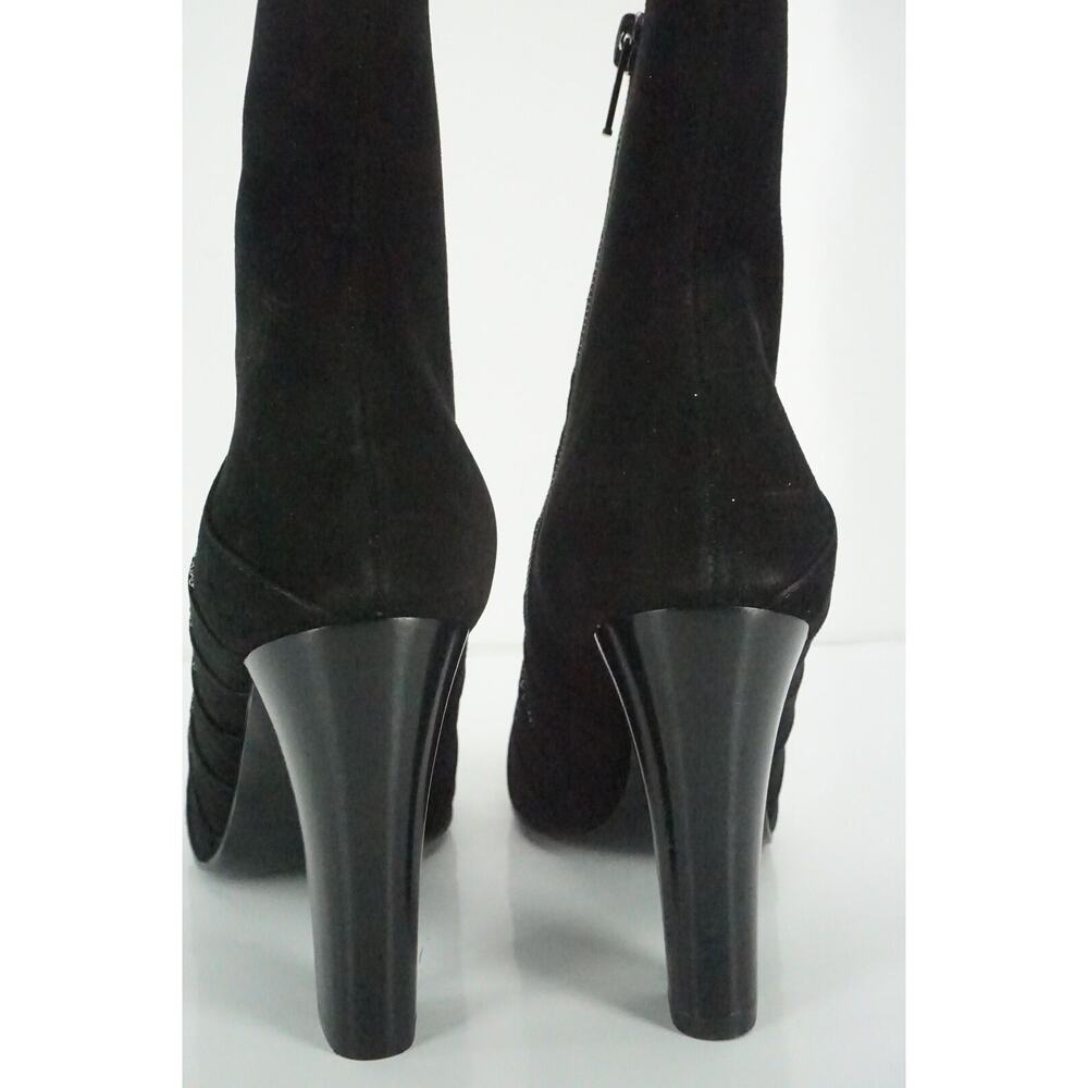 Saint Laurent Paris Lily Black Suede Crystal Ankle Boots - Picture 12 of 12